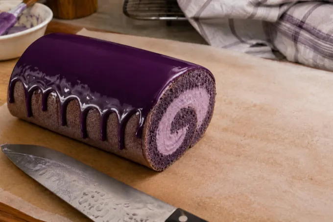 Ube ganache drizzle