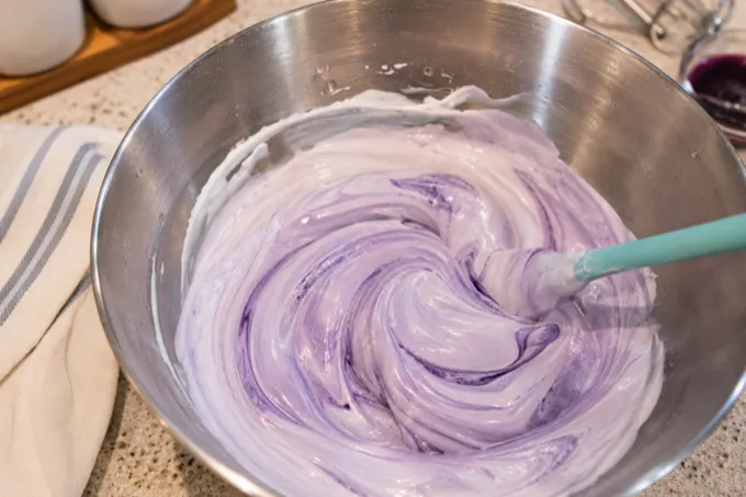 Ube meringue with stiff peaks